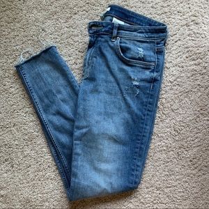 H&M mid waist raw hem jeans